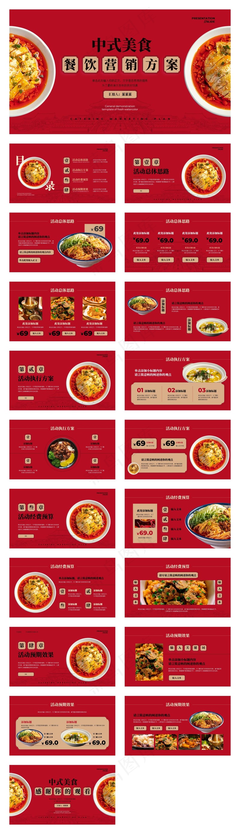 简约时尚美食营销策划演示模板