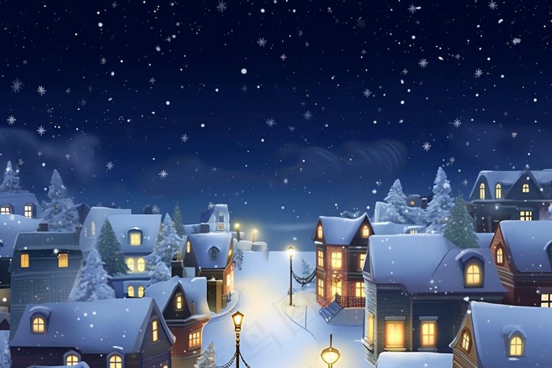 雪景夜晚圣诞平安夜背景(1344x896)