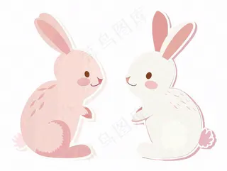 小白兔动物卡通插画免抠