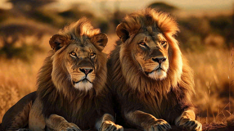 狮子雄狮动物非洲大草原保护动物摄影图