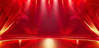 红色展台舞台金光线性节日庆祝喜庆背景国庆春节建军