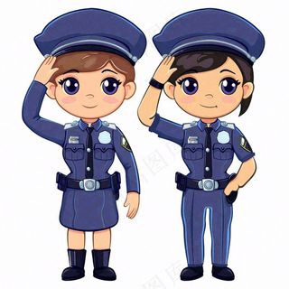 警察辅警公职劳动人物卡通插画免抠