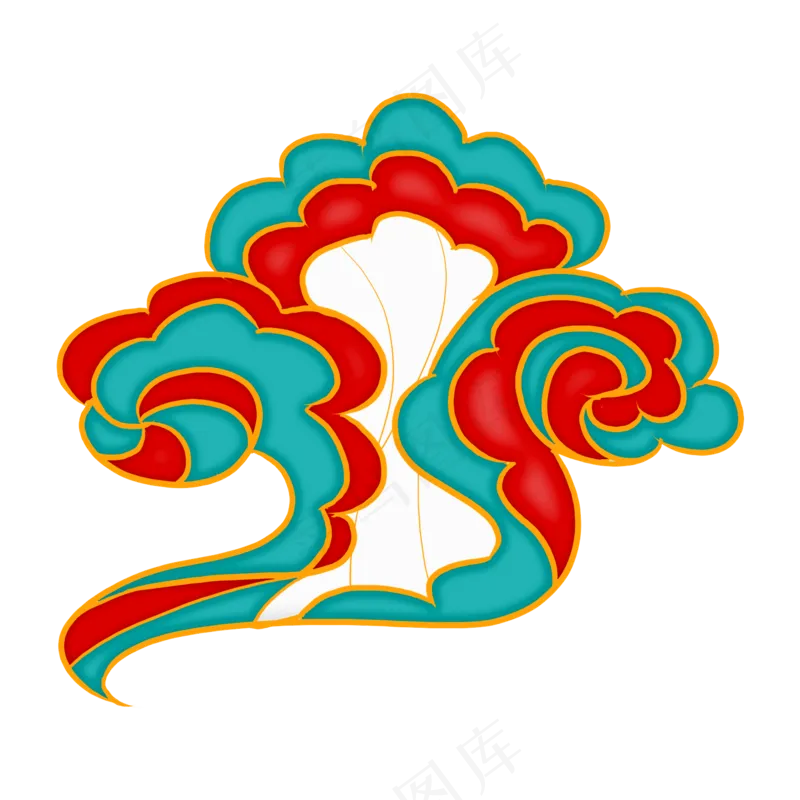 国潮敦煌云纹祥云插画免扣素材 (101)