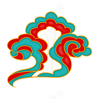 国潮敦煌云纹祥云插画免扣素材 (101)