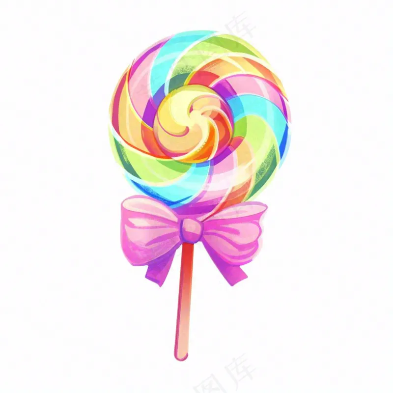 彩虹棒棒糖甜蜜卡通插画免抠(1024x1024)