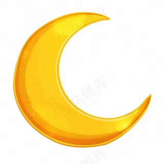 月亮弯月黄色卡通插画免抠