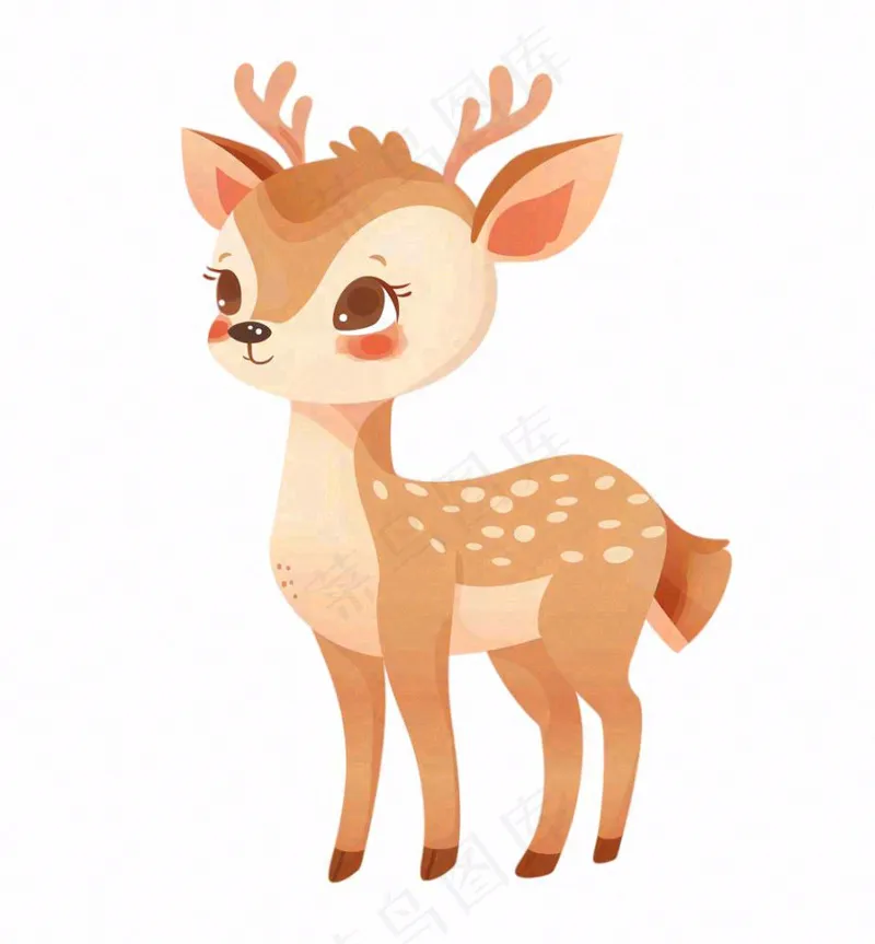 鹿麋鹿驯鹿动物卡通插画免抠(1024x1104)