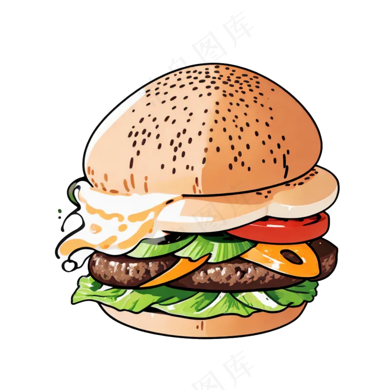 汉堡多层简约插画清新可爱食物