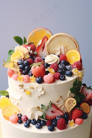 生日蛋糕水果蛋糕奶油节日甜点摄影图