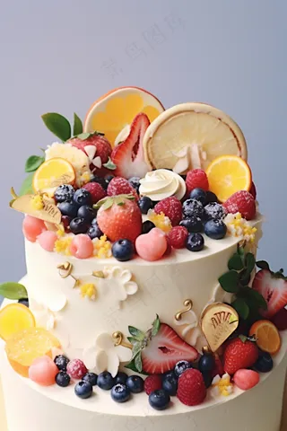 生日蛋糕水果蛋糕奶油节日甜点摄影图
