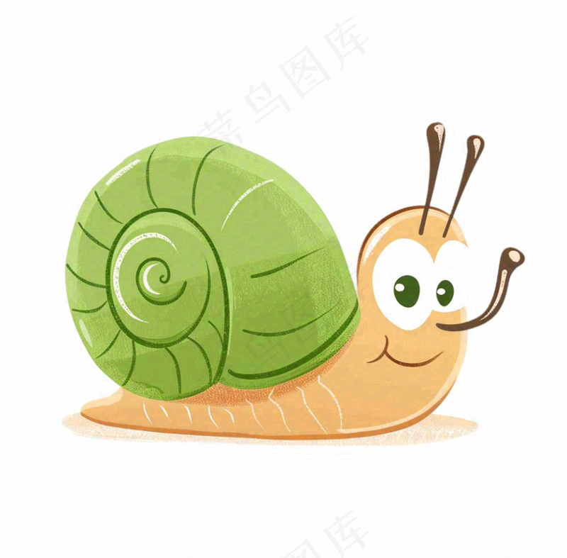 绿色蜗牛昆虫卡通插画免抠