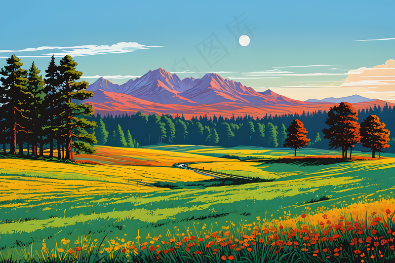 晴朗天空下风景克尔图片