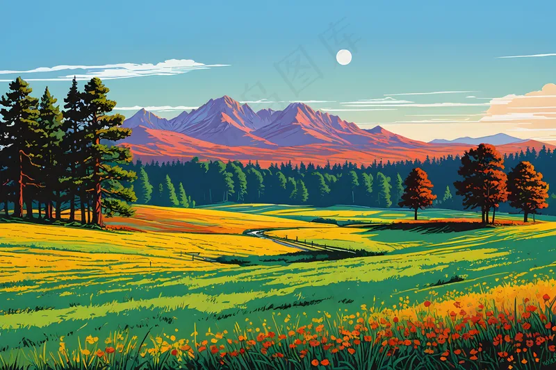 晴朗天空下风景克尔图片