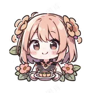 Q版花环女生 免抠透明底 (3)