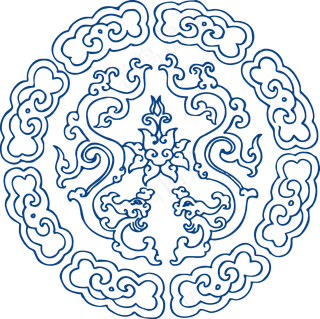 古代青花瓷图案花纹中国风图案祥云纹理传统图腾矢量AI设计免扣素材
