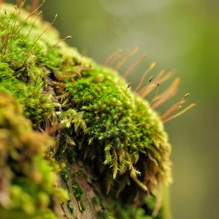 苔藓石壁上生长的苔藓春天摄影图