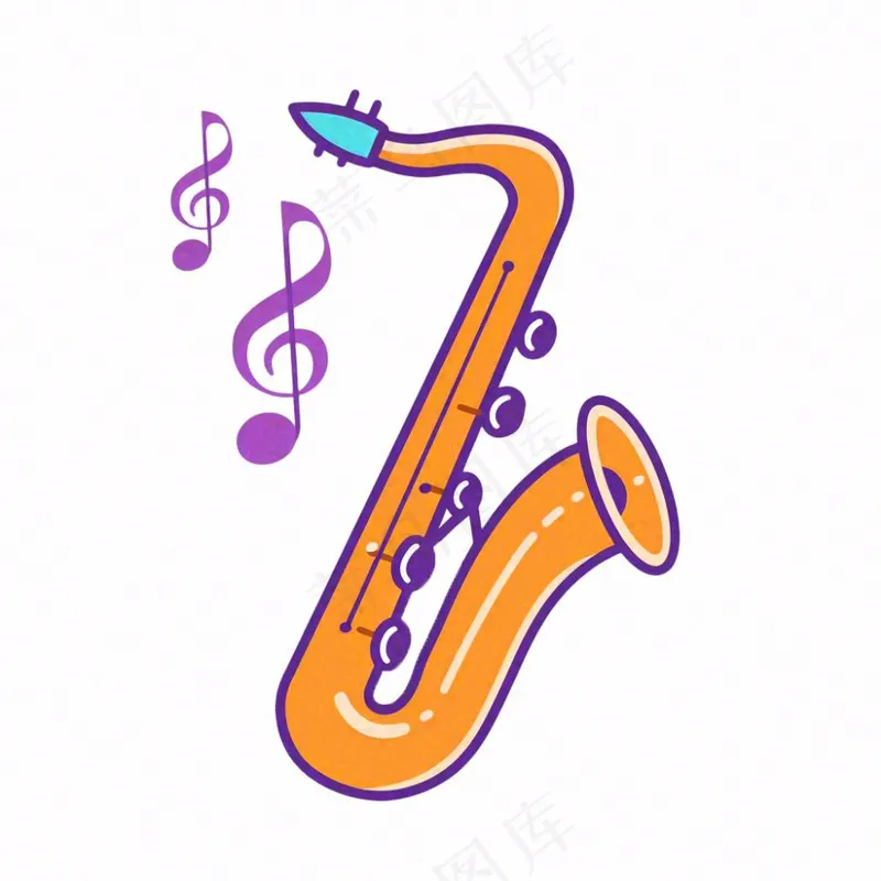 萨克斯乐器卡通插画免抠(1024x1024)