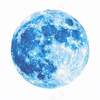 月球月亮蓝色天气卡通插画免抠