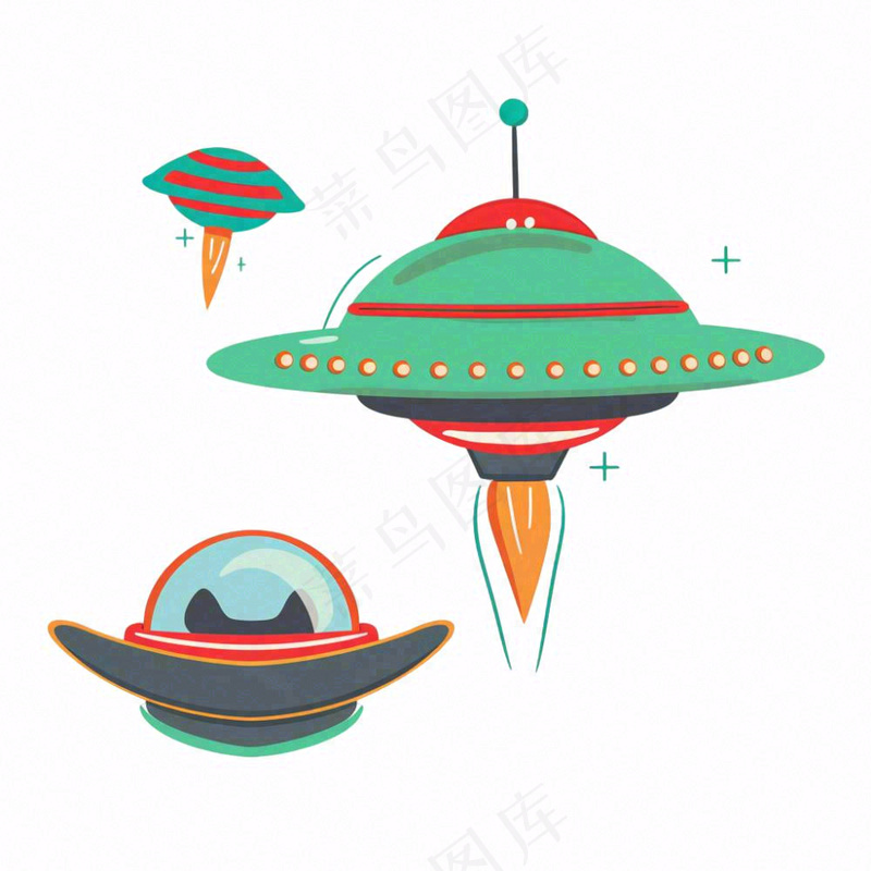 宇宙飞船太空卡航空通插画免抠(1024x1024)