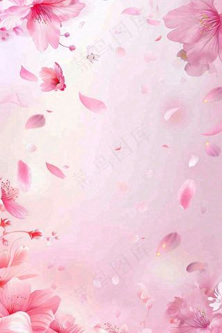 粉色樱花桃花花瓣飘落唯美浪漫春天春分情人七夕背景