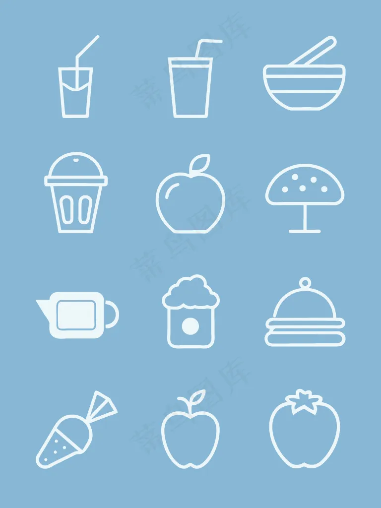 12个食品类小图标ai矢量模版下载