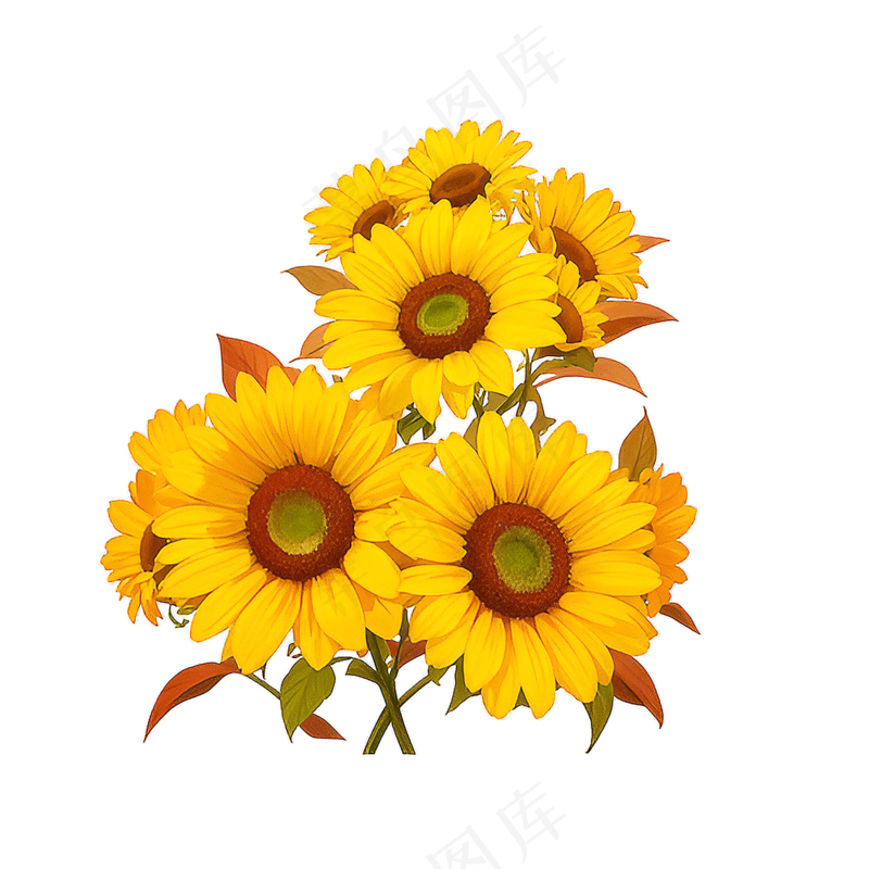 黄色向日葵花朵免抠素材11