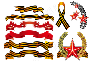 红色丝带装饰元素矢量免扣AI素材