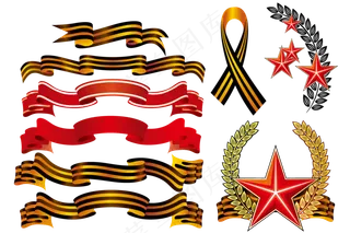 红色丝带装饰元素矢量免扣AI素材