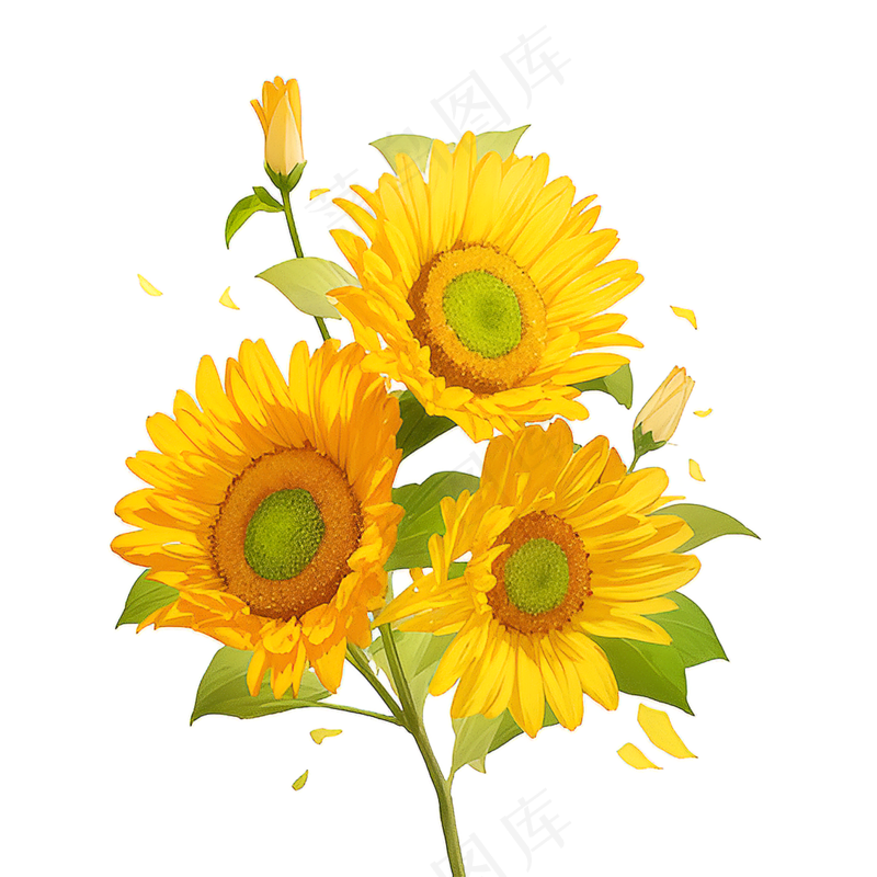 黄色向日葵花朵免抠素材16