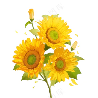 黄色向日葵花朵免抠素材16