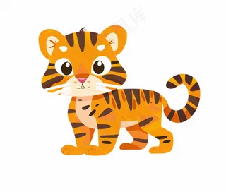 老虎动物卡通插画免抠