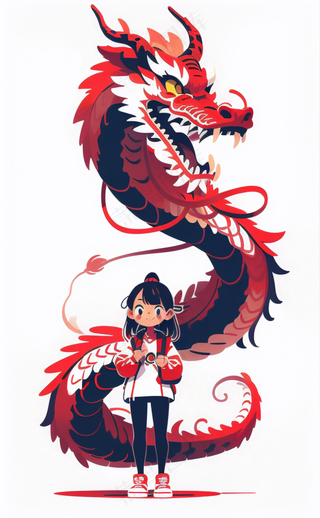 春节龙女孩