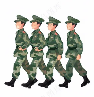 军人迷彩服士兵卡通插画免抠