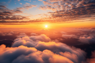 云层中的夕阳落日晚霞云朵美景摄影图