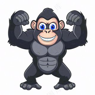大猩猩猴子动物卡通插画免抠
