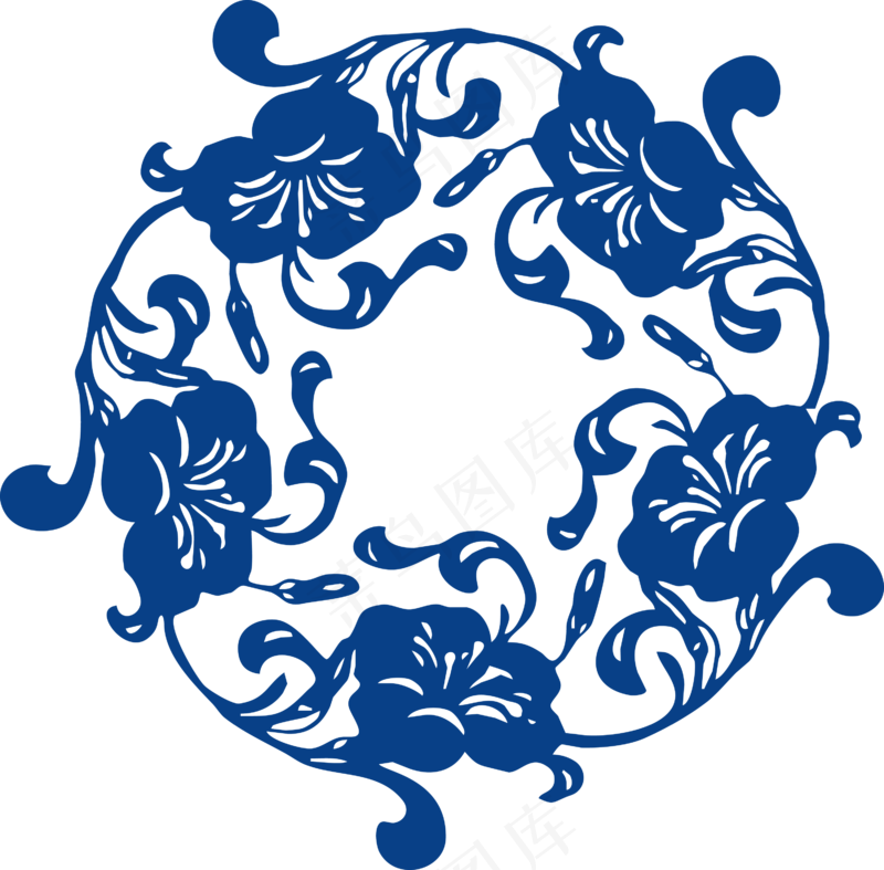 古代青花瓷图案花纹中国风图案祥云纹理传统图腾PNG免扣素材