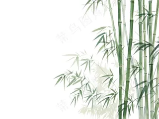 竹林竹子水墨画墨绿插画免抠