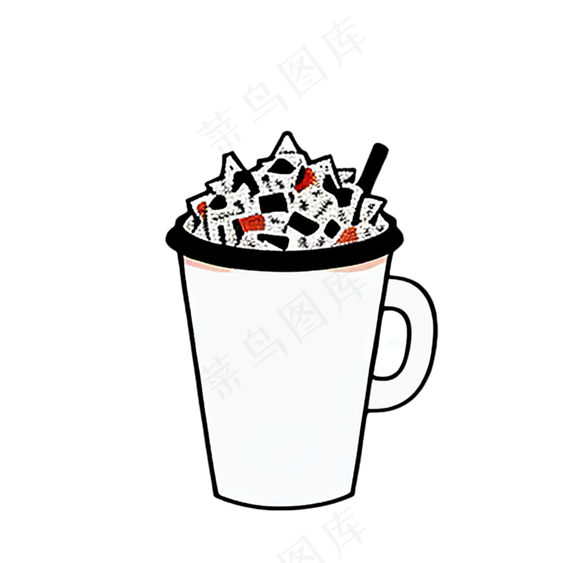 可乐冰块简笔画简约食物饮料