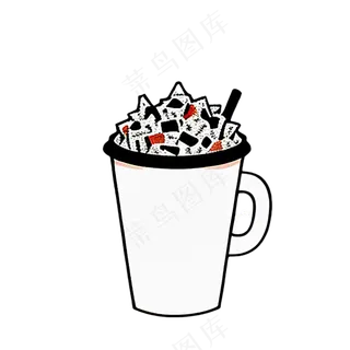 可乐冰块简笔画简约食物饮料