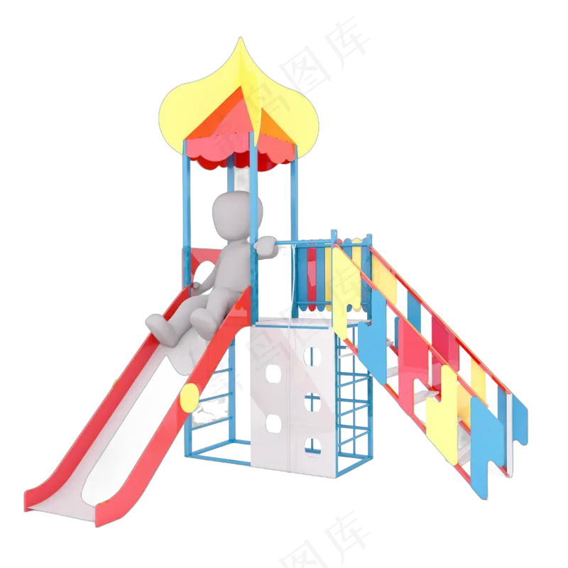 3D滑梯白色小人ppt用