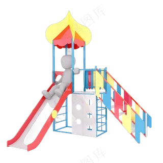 3D滑梯白色小人ppt用