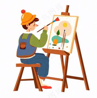画家美术艺术画家人物卡通插画免抠