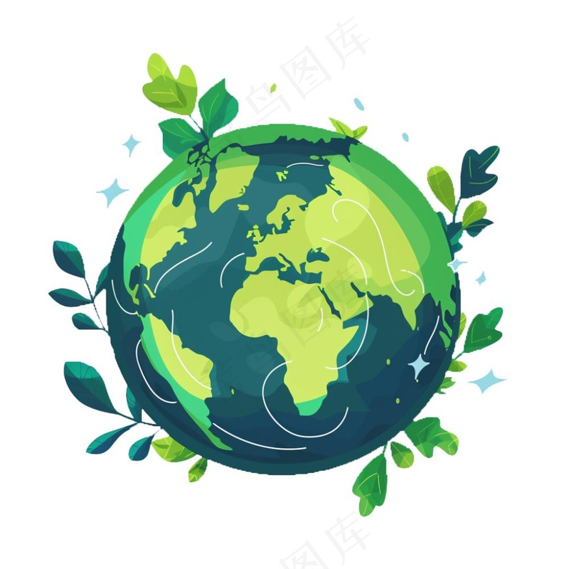 世界地球保护环境绿色卡通插画免抠