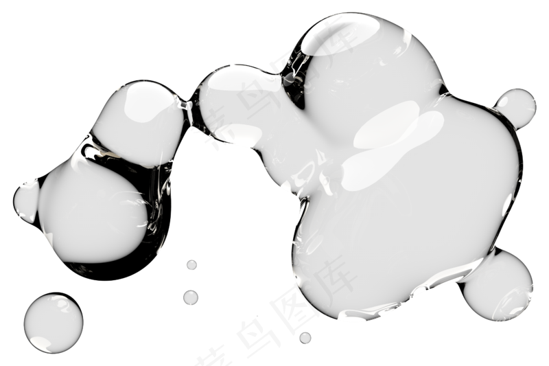 高清日系极简逼真透明水滴液体气泡水珠空气感png免扣素材 (