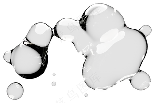 高清日系极简逼真透明水滴液体气泡水珠空气感png免扣素材 (