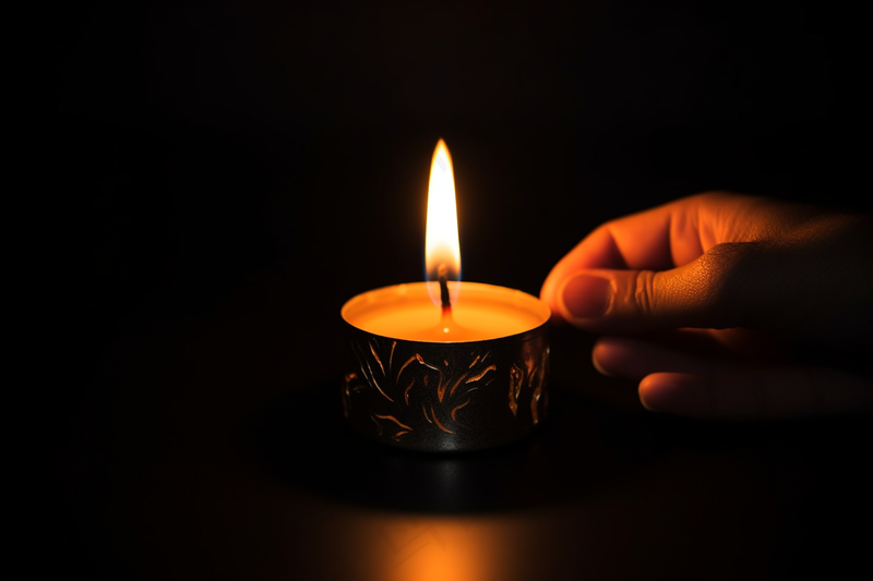 黑暗中的蜡烛灯光摄影图