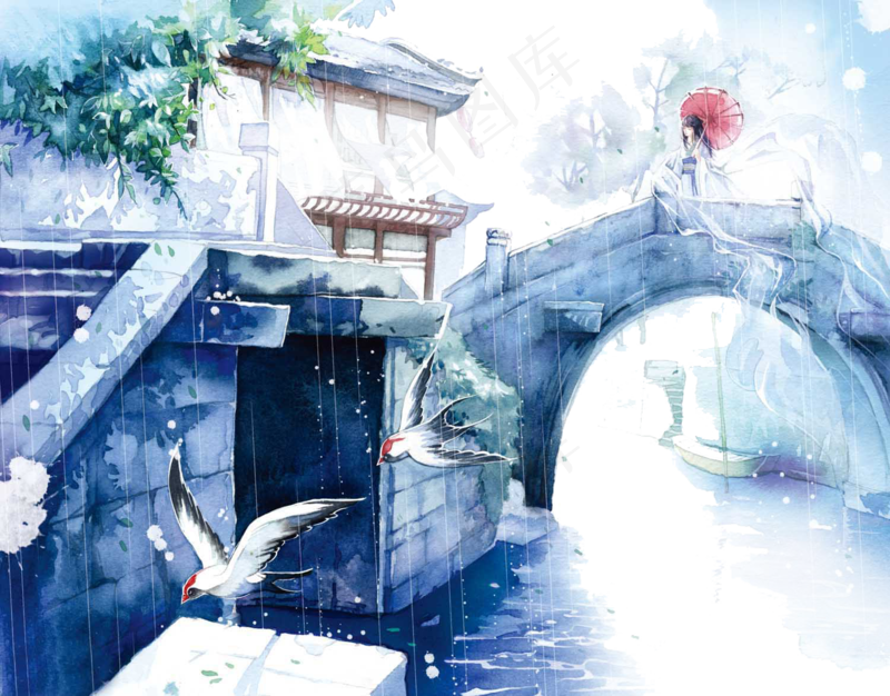 古风水粉绘画2免扣素材