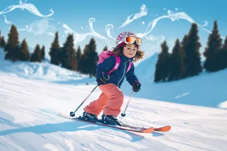 滑雪场滑雪的小孩儿童摄影图