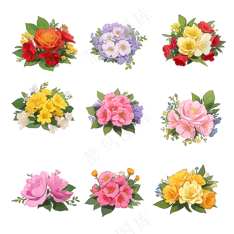 红色黄色粉色玫瑰花免抠素材15