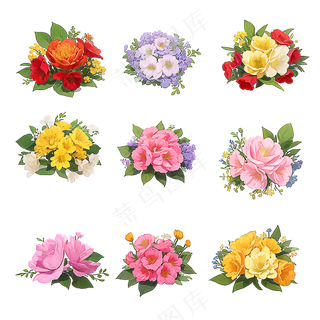 红色黄色粉色玫瑰花免抠素材15